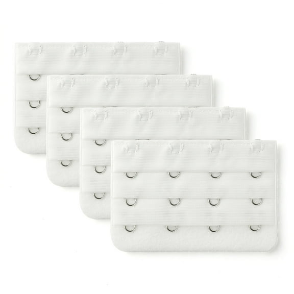INSPIRE CHIC Women's 3 Rows 4 Hooks Bra Extenders Straps Extension White 3 Rows 4 Hooks 4 Pcs