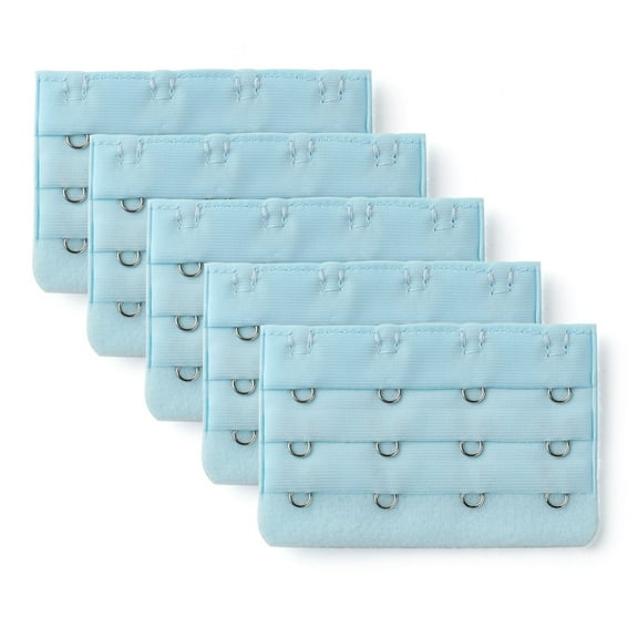 INSPIRE CHIC Women's 3 x 4 Hooks Bra Extender Extension Strap Multi Color Bra Band 5 Pcs Light Blue