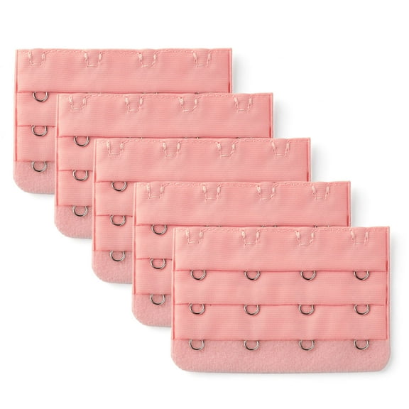 INSPIRE CHIC Women's 3 x 4 Hooks Bra Extender Extension Strap Multi Color Bra Band 5 Pcs Pink