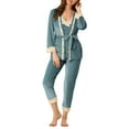thumbnail image 1 of INSPIRE CHIC Women's 3pcs Cami Top Tie Lace Sleepwear Set Pajama Set M Blue, 1 of 6