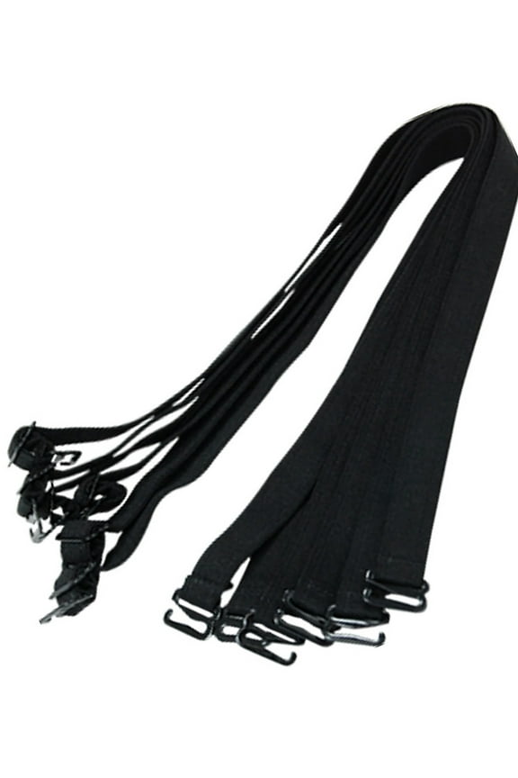 Women's 6 Pcs Bra Black Soft Adjustable Elastic Shoulder Strap