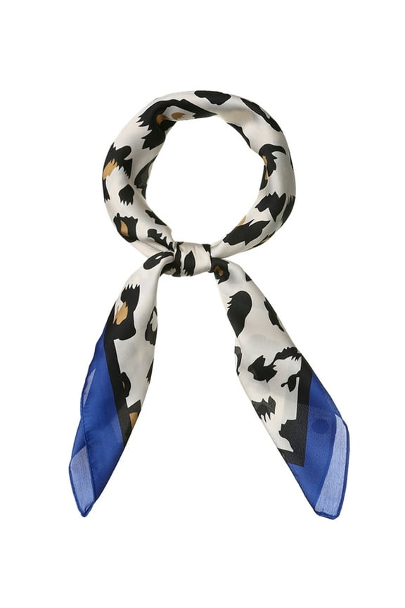 Women's 70cm Leopard Print Square Head Scarf Neckerchief Royal Blue