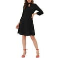 thumbnail image 1 of INSPIRE CHIC Women's A-Line Knit Keyhole Mock Neck Long Sleeve Midi Dress XL Black, 1 of 5
