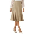 thumbnail image 1 of Allegra K Women's A-Line Midi Side Zipper High Waist Elegant Skirt M Khaki, 1 of 5