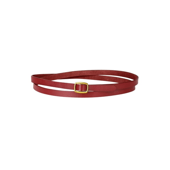 INSPIRE CHIC Women's Adjustable Skinny Leather Belt Fashion Narrow Belts Wine Red 95-115cm/37.4-45.67"