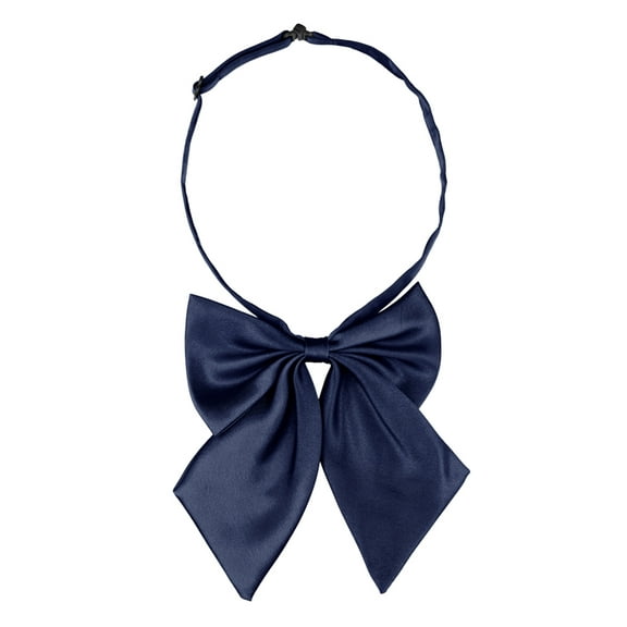 INSPIRE CHIC Women's Adjustable Solid Color Pre-tied Bowknot Uniform Bow Tie Navy Blue
