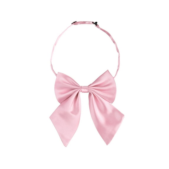 INSPIRE CHIC Women's Adjustable Solid Color Pre-tied Bowknot Uniform Bow Tie Pink