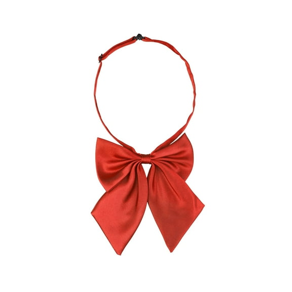 INSPIRE CHIC Women's Adjustable Solid Color Pre-tied Bowknot Uniform Bow Tie Red