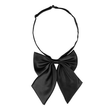 INSPIRE CHIC Women's Adjustable Solid Pre-Tied Bowknot Self Halter Neck Bow Tie Black 13*16cm/5.12"*6.30"
