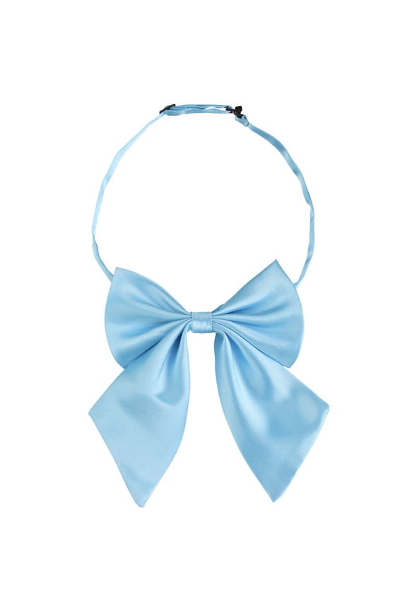 Women's Adjustable Solid Pre-Tied Bowknot Self Halter Neck Bow Tie Sky Blue 13*16cm/5.12"*6.30"