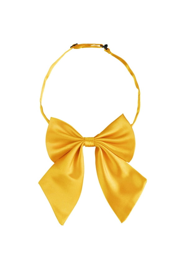 Women's Adjustable Solid Pre-Tied Bowknot Self Halter Neck Bow Tie Yellow 13*16cm/5.12"*6.30"