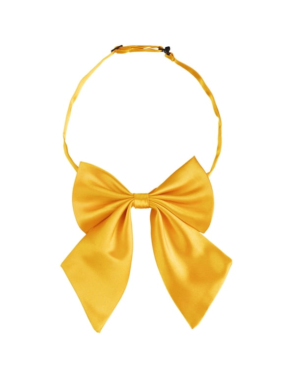 Women's Halloween Adjustable Solid Pre-Tied Bowknot Self Halter Neck Solid Bow Tie Yellow 5.12"*6.30"