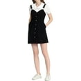 thumbnail image 1 of Allegra K Women's Adjustable Strap Above Knee Button Down Overall Dress with Pockets, 1 of 5