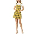 thumbnail image 1 of INSPIRE CHIC Women's Adjustable Strap Plaid Suspender Overall Dress XS Yellow, 1 of 9