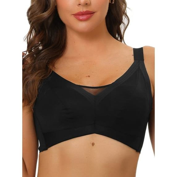 INSPIRE CHIC Women's Adjustable Straps Minimizer Full Coverage Mesh Underwire Bra Black C 38