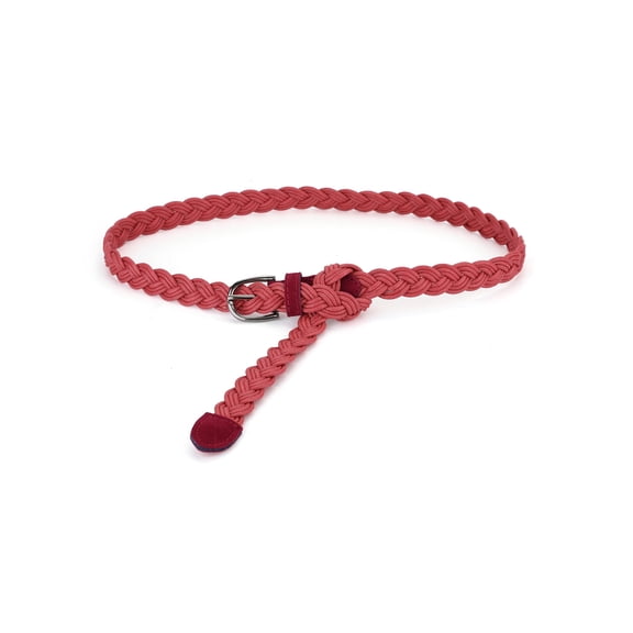 INSPIRE CHIC Women's Adjustable Thin Braided Rope Faux Leather Belts Red 24-35.8" waist