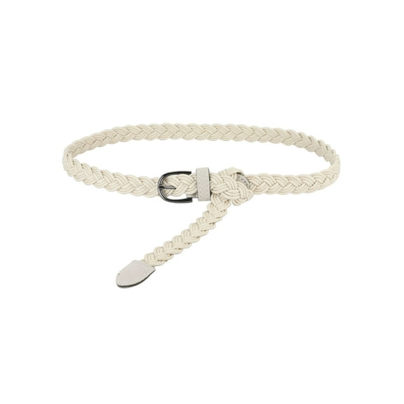 INSPIRE CHIC Women's Adjustable Thin Braided Rope Faux Leather Belts White 24-35.8" waist