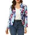 thumbnail image 1 of INSPIRE CHIC Women's Fitted Blazer Notch Lapel Printed Open Front Work Suit Jacket S Blue-Flower, 1 of 8