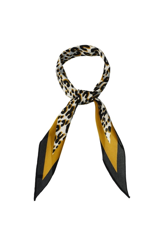Women's Leopard Print Rhombus Neck Scarf Neckerchief Yellow