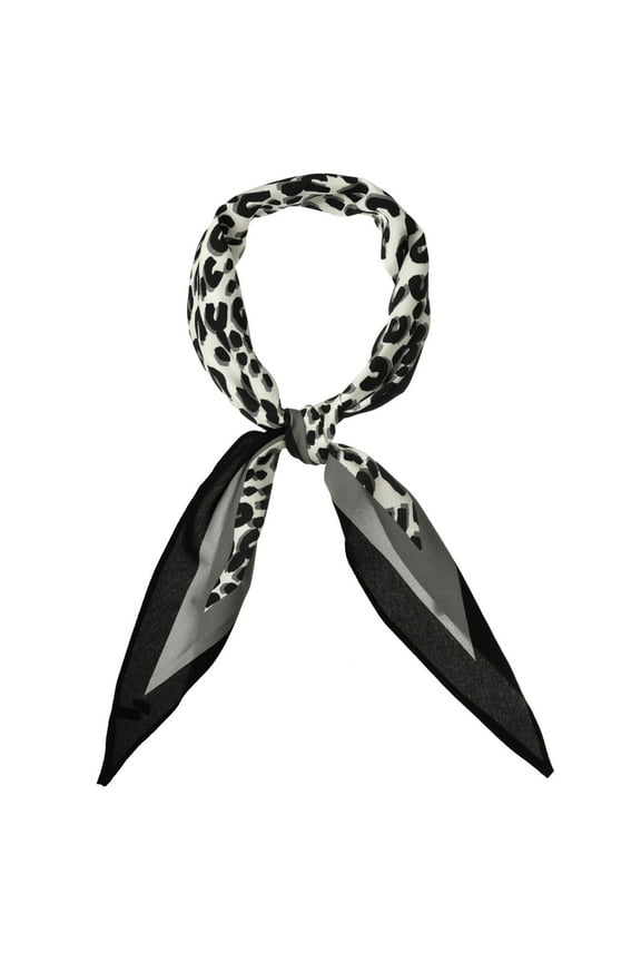 Women's Leopard Print Rhombus Neck Scarf Neckerchief Gray