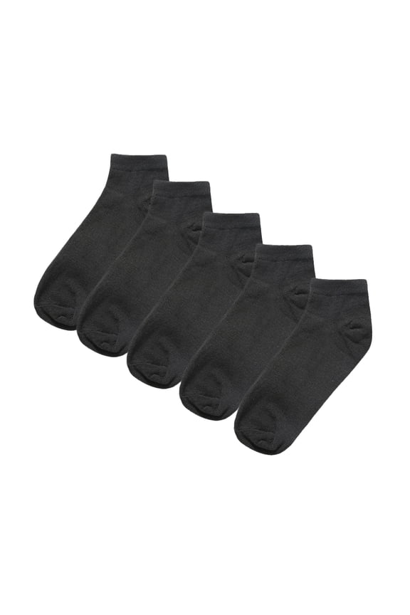 Women's Ankle High Elastic Cuff Low Cut Athletic Socks Bigboys&Girls shoe 3-5.5/Age 7-9 Black