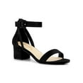 thumbnail image 1 of BLISSFUL STEP Women's Ankle Buckle Strap Chunky Heel Sandal Shoes Black 7.5, 1 of 8
