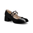 thumbnail image 1 of BLISSFUL STEP Women's Shoes Patent Leather Block Heel Square Toe Double Ankle Strap Buckle Pumps Black 7, 1 of 7