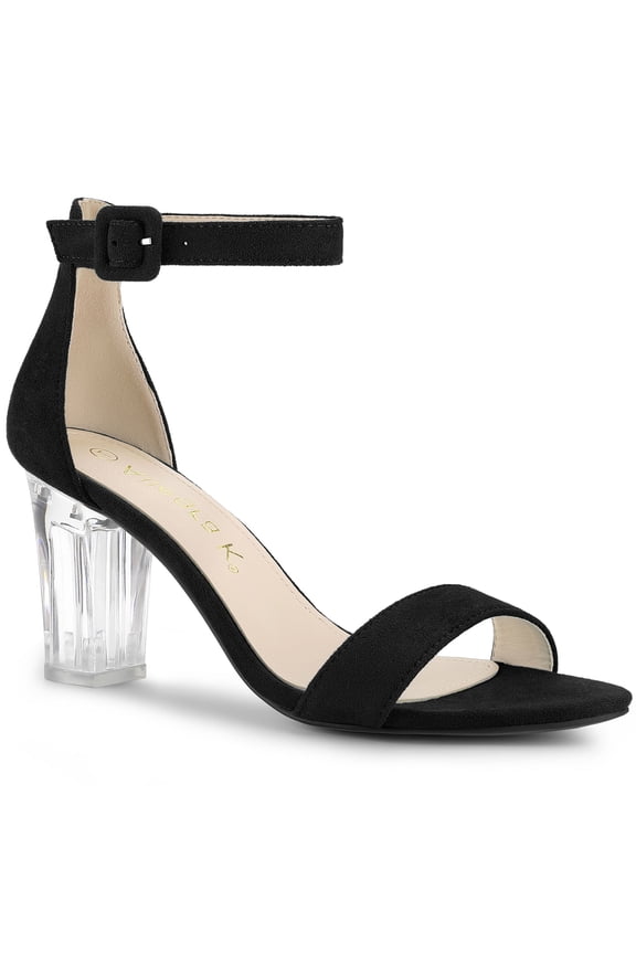 Women's Ankle Strap Clear Heel Block Heels Sandals