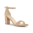 thumbnail image 1 of BLISSFUL STEP Women's Ankle Strap High Block Heels Sandals Nude 6.5, 1 of 7