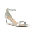 thumbnail image 1 of BLISSFUL STEP Women's Ankle Strap Low Wedge Clear Heels Sandals Silver 11, 1 of 7