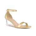 thumbnail image 1 of BLISSFUL STEP Women's Ankle Strap Low Wedge Clear Heels Sandals Gold 9, 1 of 7