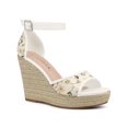 thumbnail image 1 of BLISSFUL STEP Women's Ankle Strap Platform Espadrilles Wedge Heel Sandals Green 5.5, 1 of 7