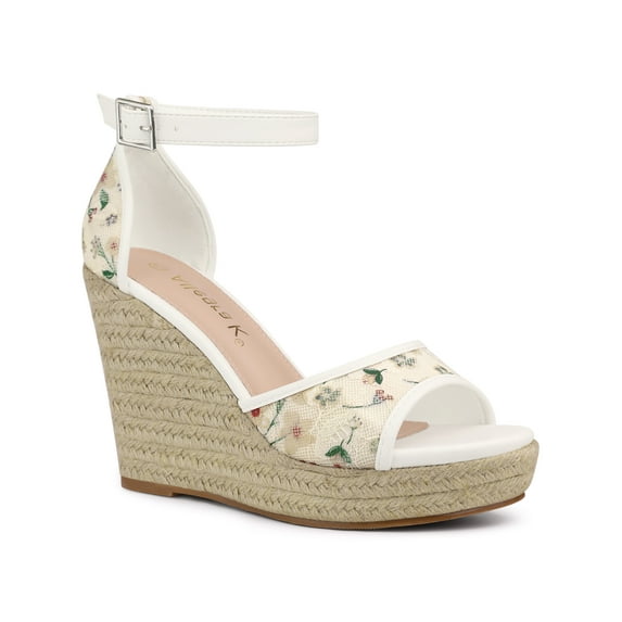 BLISSFUL STEP Women's Ankle Strap Platform Espadrilles Wedge Heel Sandals