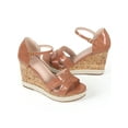 thumbnail image 1 of INSPIRE CHIC Women's Ankle Strap Wood Wedges Platform Wedge Sandals Brown 6, 1 of 8