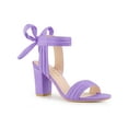 thumbnail image 1 of BLISSFUL STEP Women's Sandals Ankle Tie Back Open Toe Block Heels Purple 9, 1 of 7