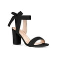 thumbnail image 1 of BLISSFUL STEP Women's Sandals Ankle Tie Back Open Toe Block Heels Black 9.5, 1 of 8