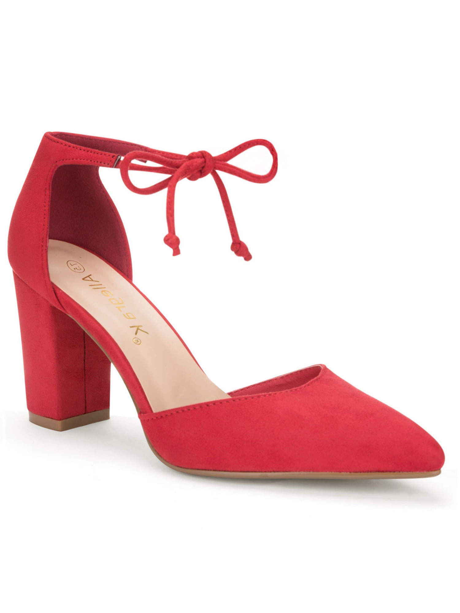 Tresmode Mary Red Women's Dress Block Heel Pumps