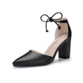 thumbnail image 1 of BLISSFUL STEP Women's High Block Heels Pointed Toe Ankle Strap Dress Shoes​ Black-pu 6.5, 1 of 8