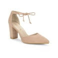 thumbnail image 1 of BLISSFUL STEP Women's High Block Heels Pointed Toe Ankle Strap Dress Shoes​ Nude 6, 1 of 7