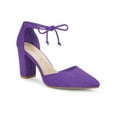 thumbnail image 1 of BLISSFUL STEP Women's High Block Heels Pointed Toe Ankle Strap Dress Shoes​ Purple 9, 1 of 7