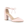 thumbnail image 1 of BLISSFUL STEP Women's High Block Heels Pointed Toe Ankle Strap Dress Shoes​ Pink 7, 1 of 8