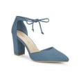 thumbnail image 1 of BLISSFUL STEP Women's High Block Heels Pointed Toe Ankle Strap Dress Shoes​ Haze Blue 7.5, 1 of 8