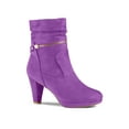 thumbnail image 1 of BLISSFUL STEP Women's Ankle Boots Faux Suede Chunky Heel Side Zipper Slouch Shaft Boots Purple 6.5, 1 of 8
