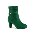 thumbnail image 1 of BLISSFUL STEP Women's Ankle Boots Faux Suede Chunky Heel Side Zipper Slouch Shaft Boots Emerald Green 8, 1 of 7