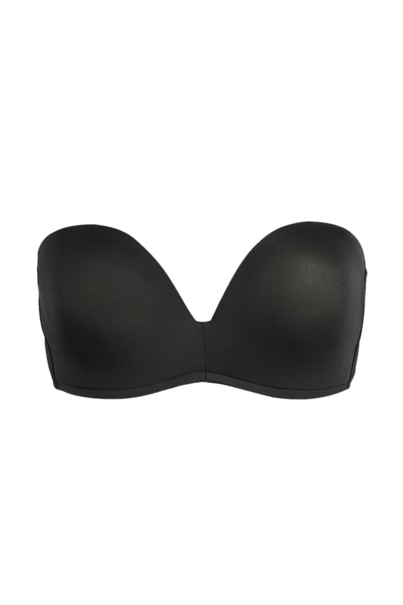 Women's Anti-Slip Push Up Wedding Underwire Bridal Balconette Strapless Bra Black 34B fit 30A 30B