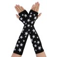 thumbnail image 1 of INSPIRE CHIC Women's Arm Warmers Winter Knitted Elbow Long Cosplay Costume Fingerless Gloves Black Star, 1 of 6