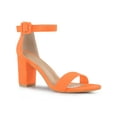thumbnail image 1 of BLISSFUL STEP Women's Shoes Ankle Strap Block Heel Buckle Open Toe Sandals Fluorescent Orange 7, 1 of 8
