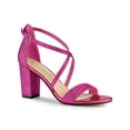 thumbnail image 1 of BLISSFUL STEP Women's Shoes Glitter Crisscross Strap Block Heel Sandals Hot Pink 11, 1 of 8