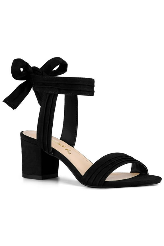 St. Patrick's Day Women's Shoes Slingback Back Ankle Open Toe Tie Block Heels Sandals Black 5