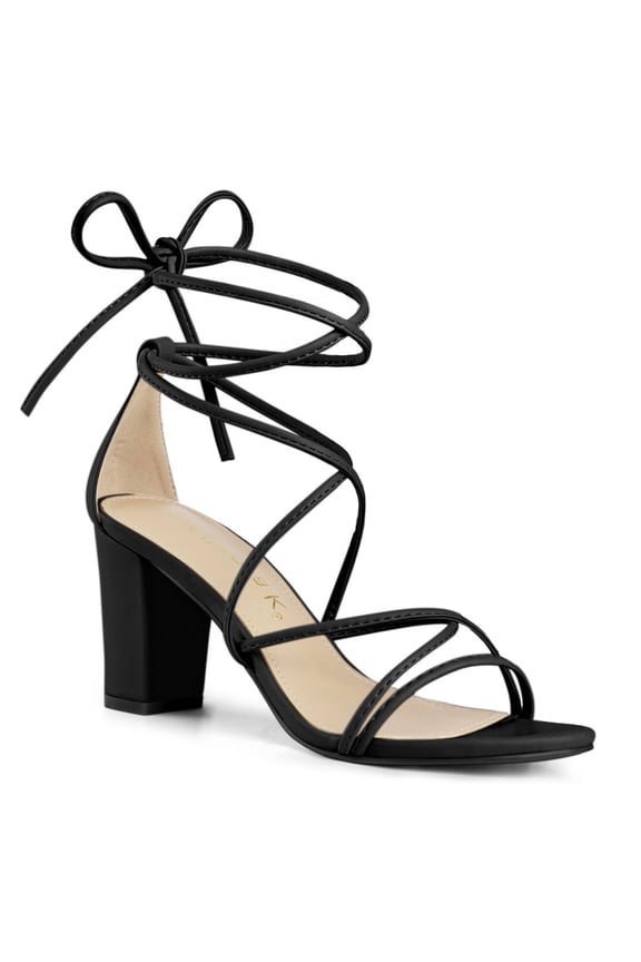 St. Patrick's Day Women's Shoes Open Toe Lace Up Block Heel Strappy Heels Black 6